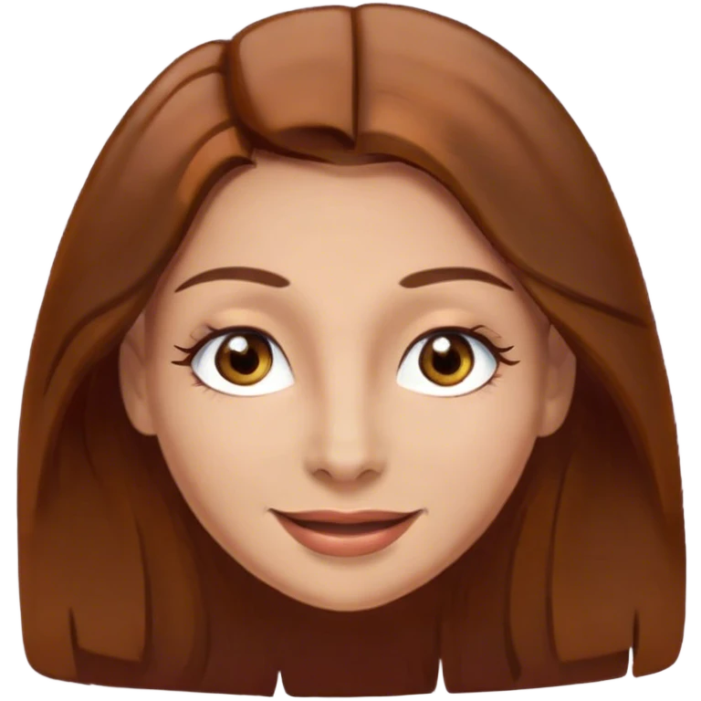 Long brown hair , thin ish brown eyes , long lashes , slightly tanned skin , smallish lips but not stretched out , smiling emoji