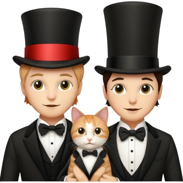 magician couple and their pet cat emoji