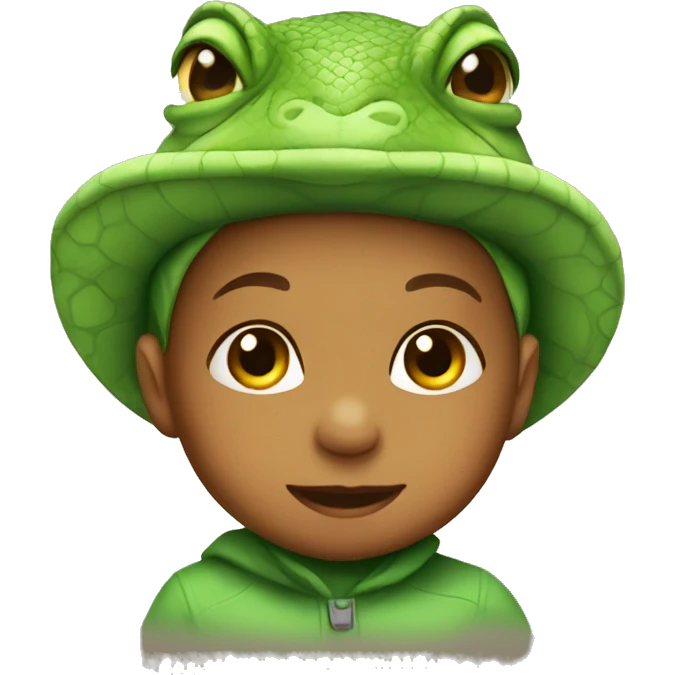 baby wearing a lizard hat emoji
