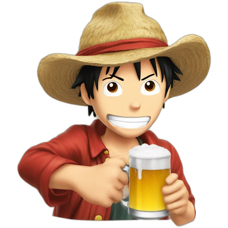 Luffy drink a beer emoji