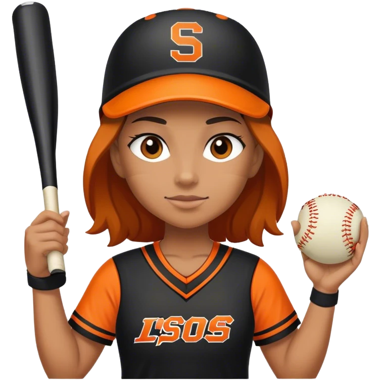 Softball player with black and orange stripe jersey emoji