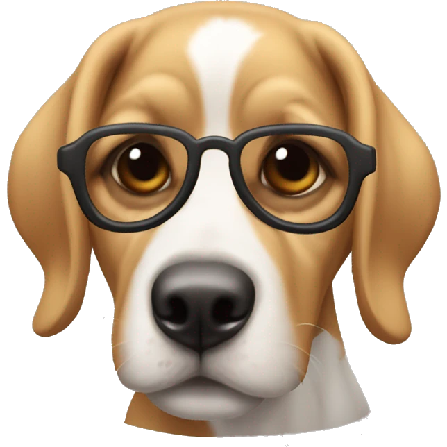 um cachorro com um óculos emoji