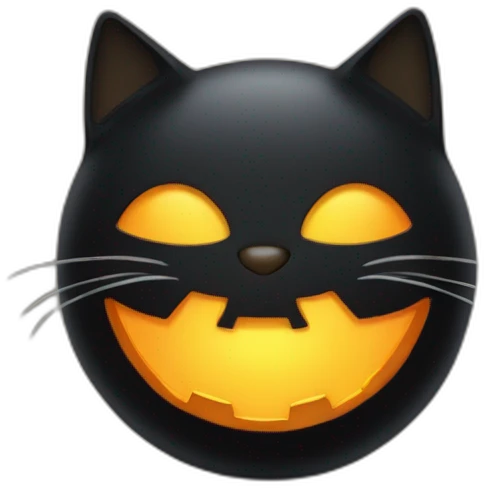 Un chat noir avec un costume de citrouille emoji