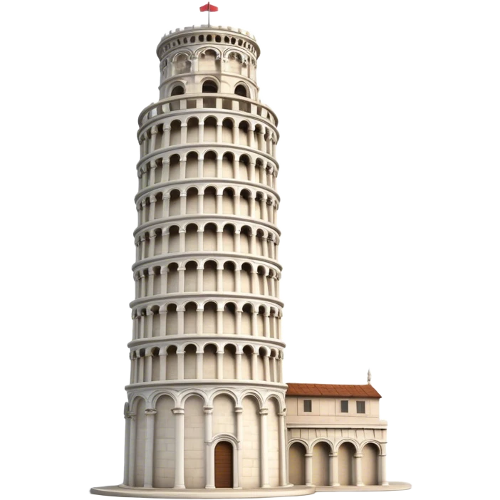 Cinematic Realistic Leaning Tower of Pisa Landmark Emoji, showcasing the iconic medieval tower with intricate stonework rendered with dynamic lighting and detailed textures. emoji