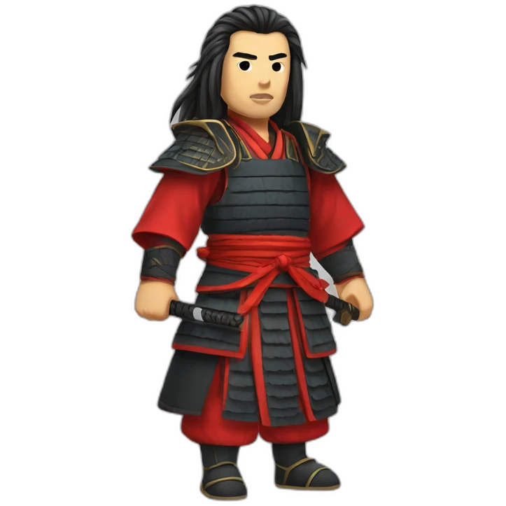 Red - Chinese Samurai - Long Hair emoji