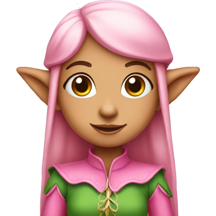 Cute girl elf wearing pink  emoji