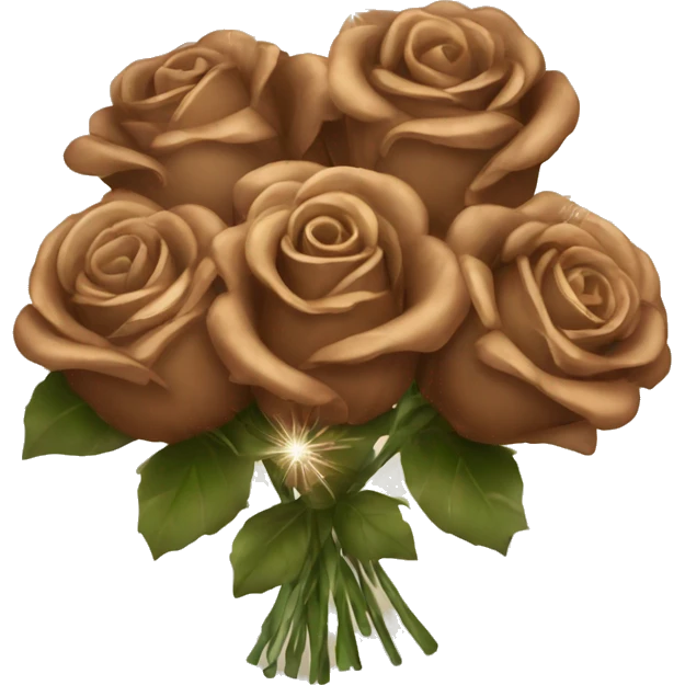 Brown bouquet of roses with sparkles emoji