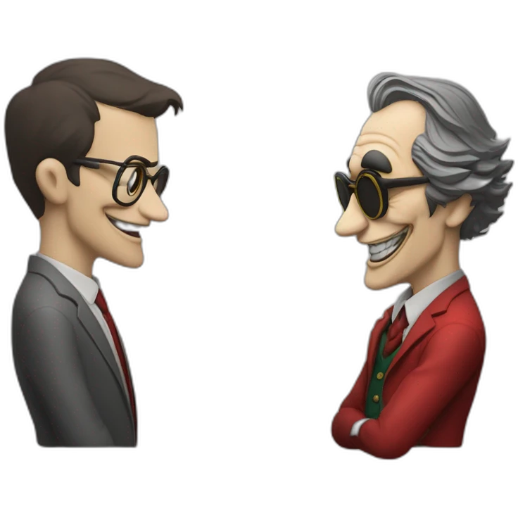 Joker con el profesor de la casa de papel en una reunión  emoji