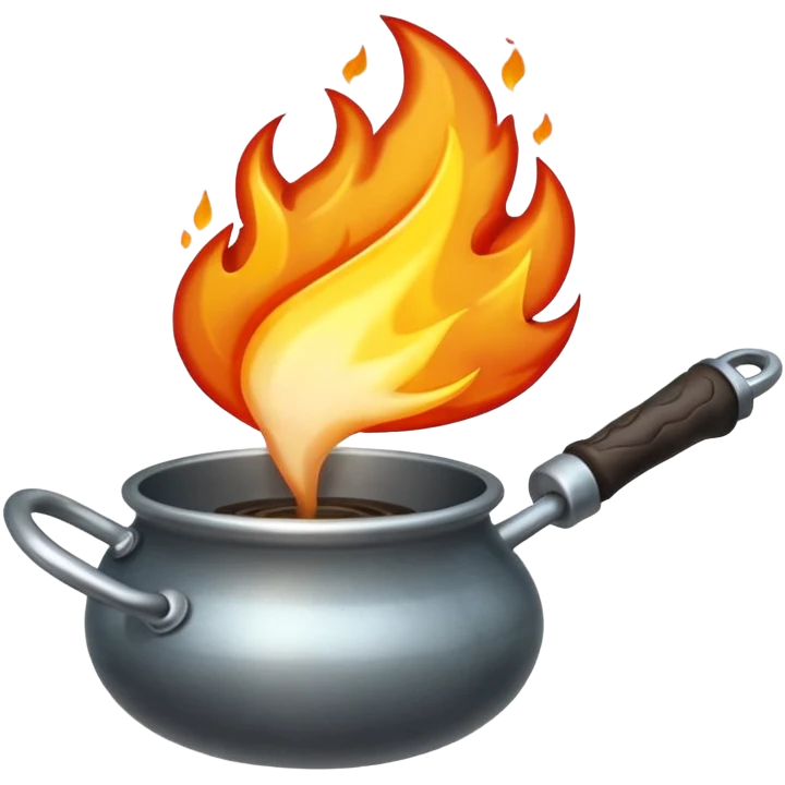 Un cucharón con fuego por debajo pero sin olla solo cucharón y fuego emoji