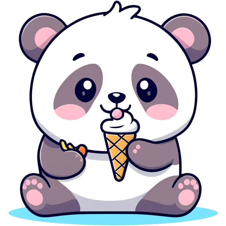 Panda eating ice cream emoji