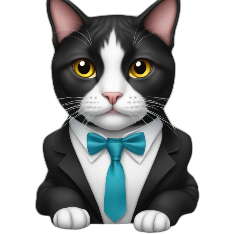 Tuxedo cat in tie emoji