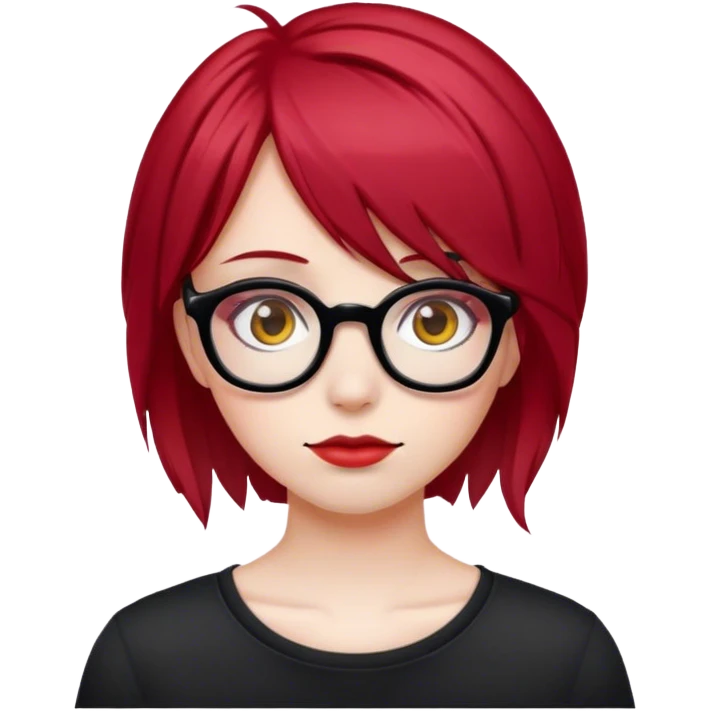 Cherry red haired emo girl with glasses emoji