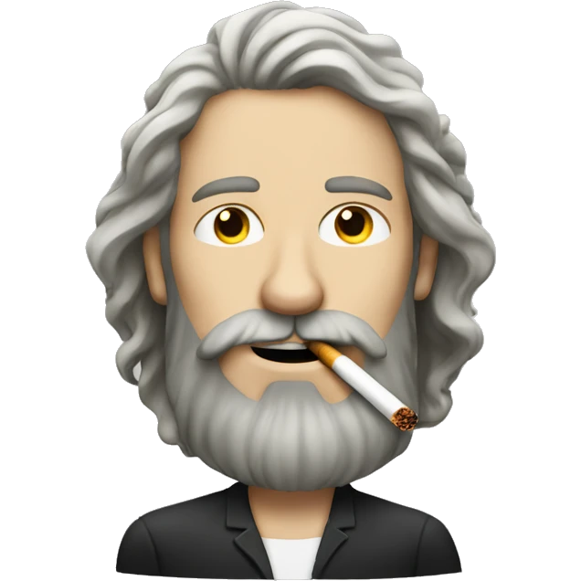 Long haired white man with beard smoking a cigarette  emoji