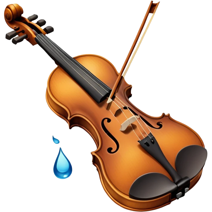 sad violin with expressive face and teardrop emoji
