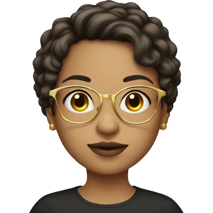Fair-skin brunette girl with gold large glasses emoji