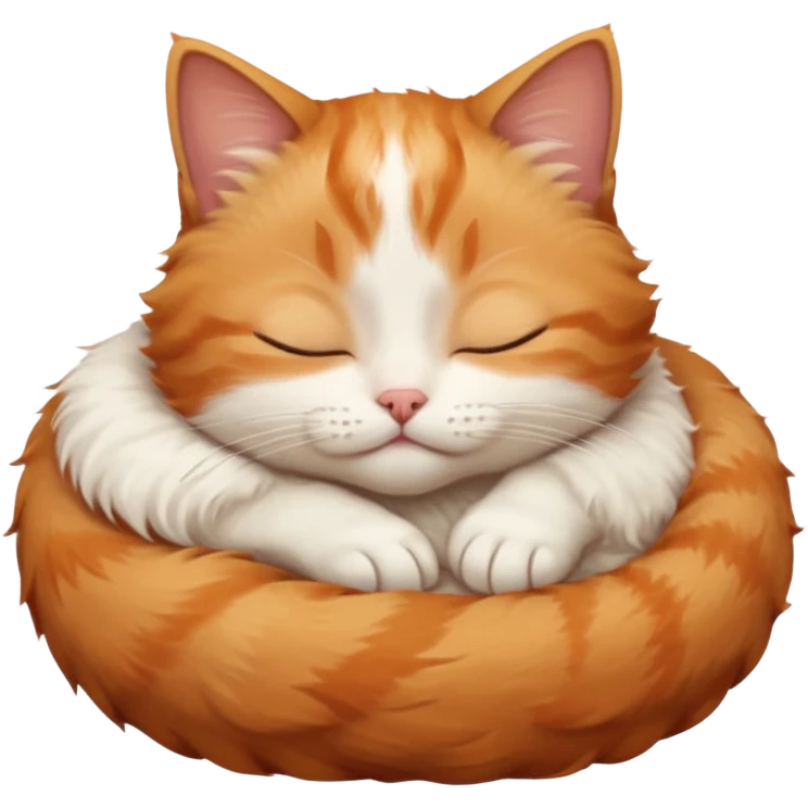 ginger and white small cat curled up with head upside down with eyes closed emoji