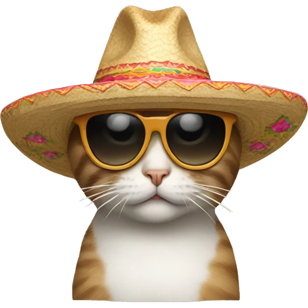 Cat wearing sunglasses and a sombrero  emoji