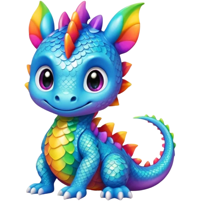 Rainbow cute baby Dragon Kawaii emoji