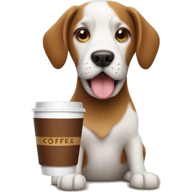 Dog with coffee emoji