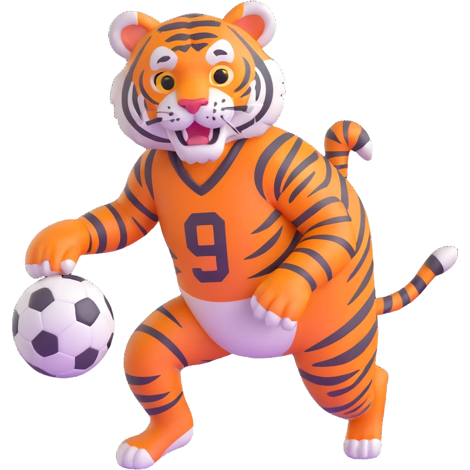 Bengal tiger playing football in Cincinnati emoji