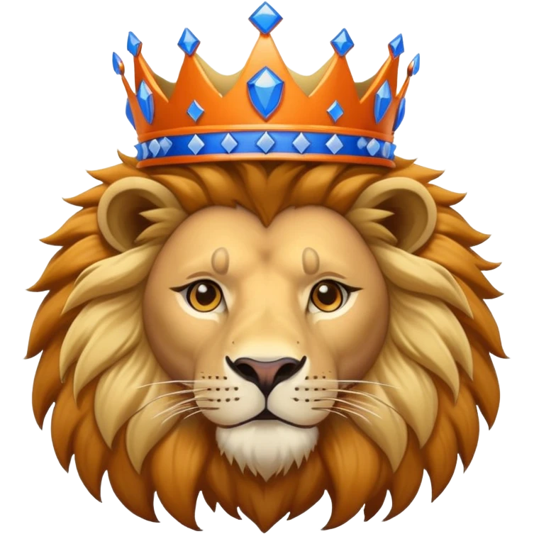 A lion wearing a Knicks jersey with a blue crown on his head emoji