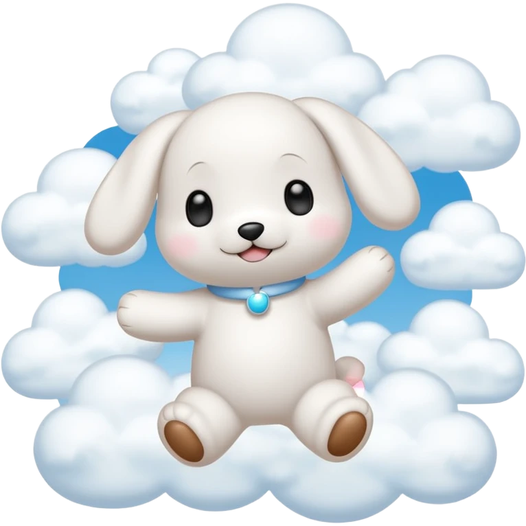 Cinnamon roll from sanrio dancing in the clouds emoji