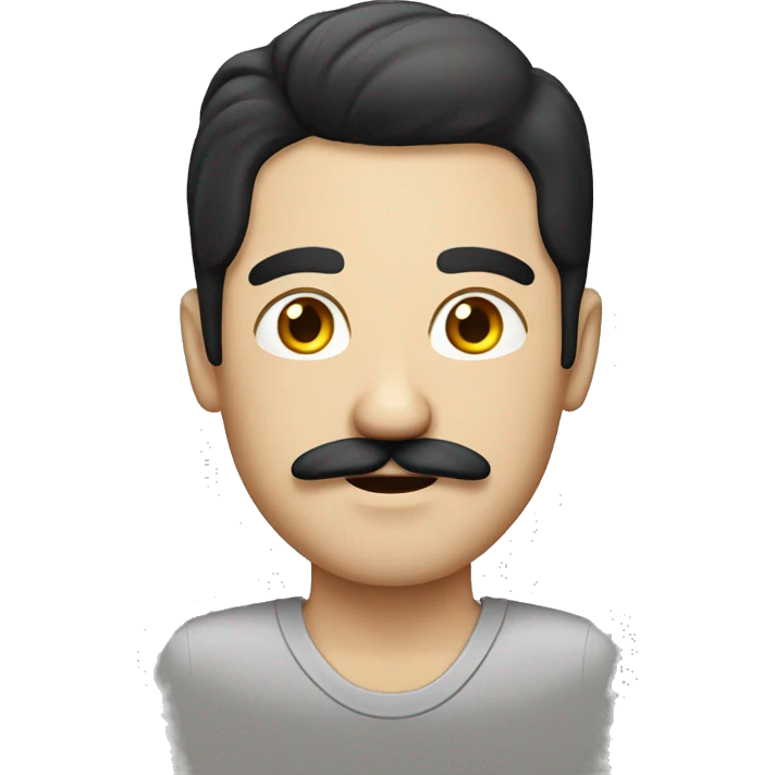 German guy with black middle parted hair and a moustache emoji