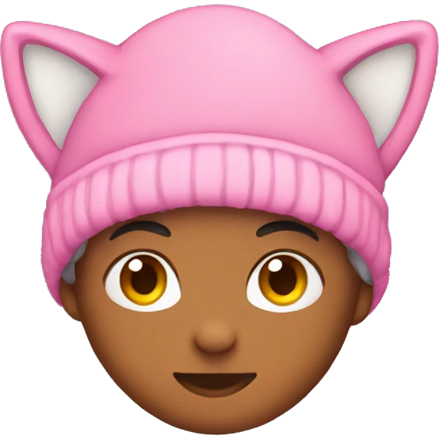 Pink beanie with cat ears emoji