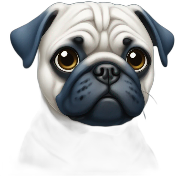 blue and white painted pug emoji