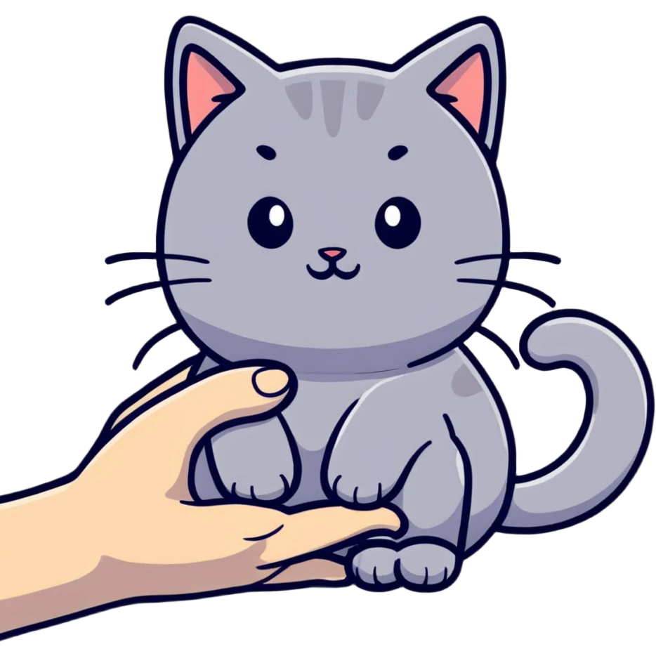 hand petting purring cat emoji