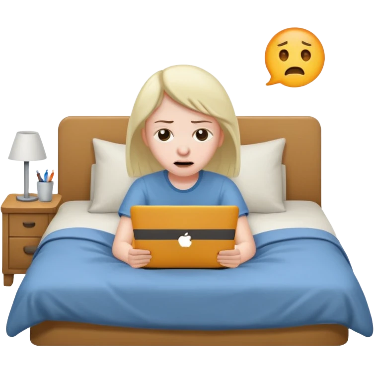 laptop working struggeling in bed emoji