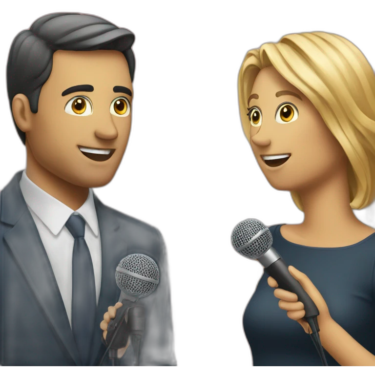 TWO PEOPLE interviewing WITH MICROPHONES emoji