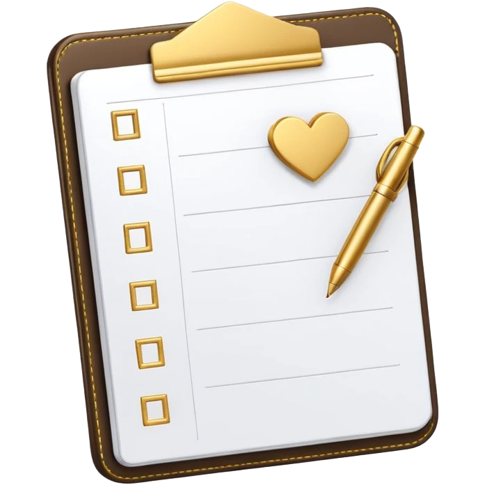 modern elegant planner with checkmarks emoji, 3D style, #ca816d color or #faf1eb color and gold, clean design emoji