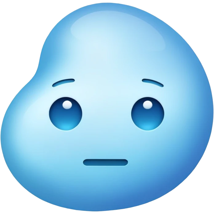 very irregular light blue spot, abstract blob, no faces, no facial features, just a color shape emoji