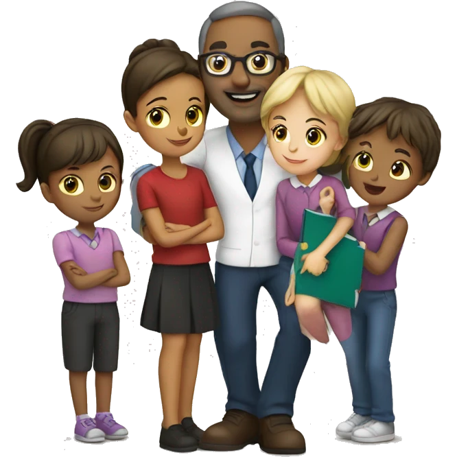 Teacher with childrens emoji