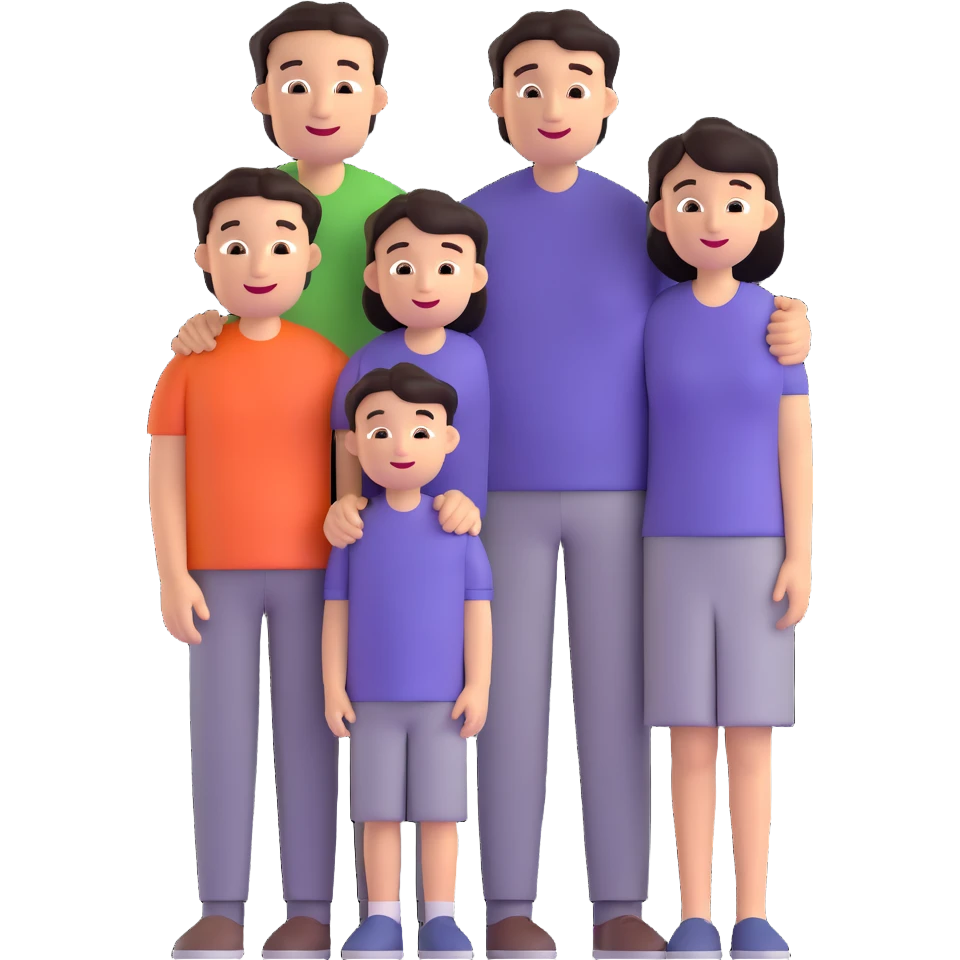 caucasian family with father mother and young son standing together happily emoji
