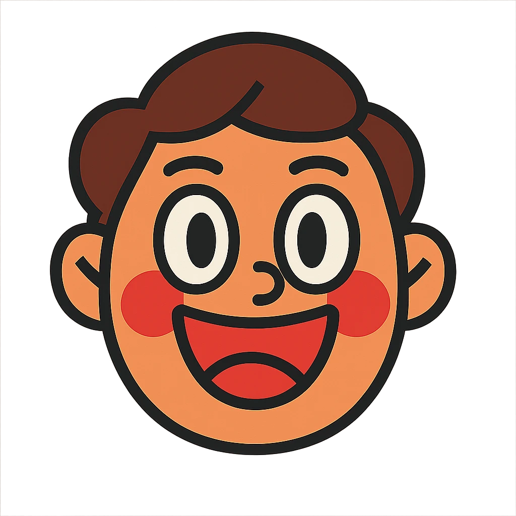 face with eyes wide open, big smile, blushing cheeks, vibrant toon style emoji