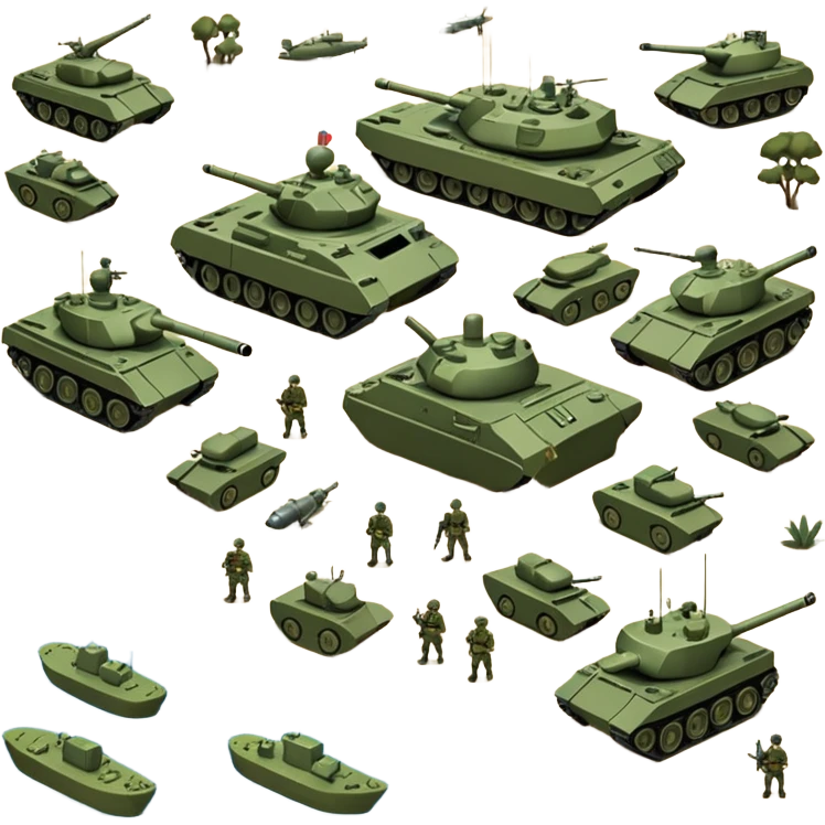 strategic military map with military objects emoji