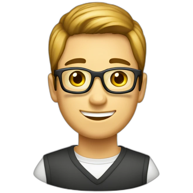 imagen estilizada de un estudiante lleno de libros y muy alegre emoji