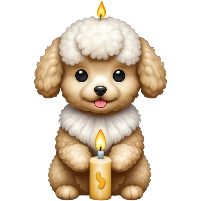 toy poodle holding a candle emoji