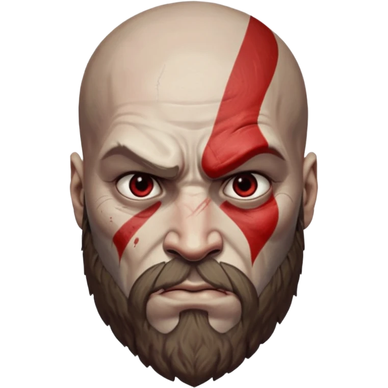 Visage de Kratos du jeu PlayStation a la perfection, c'est a dire que la marque rouge doit partir jusqu'à l'arrière du crâne et il n'a rien du côté de l'oeil droit donc gauche pour moi  emoji