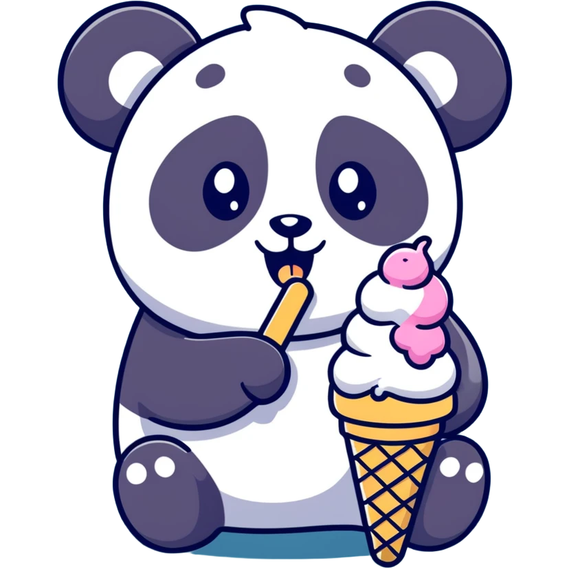 Panda eating ice cream emoji