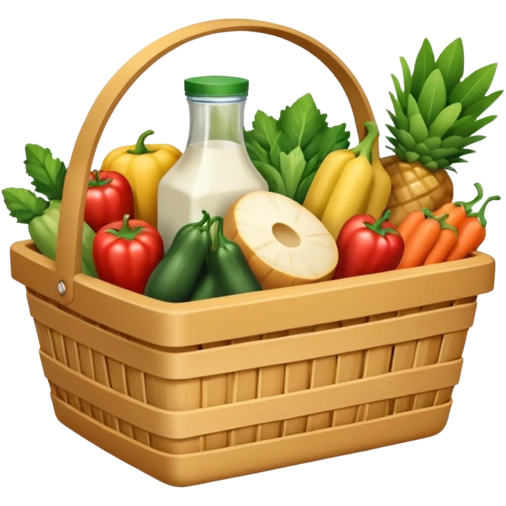 generate an image for grocery products basket excluding vegetables, fruits & dairy products emoji