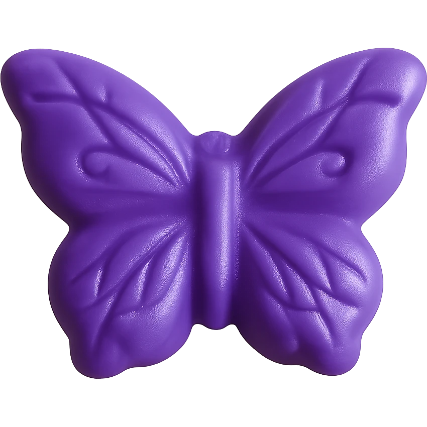 Edit the realistic butterfly-shaped candy to be purple in color. Keep the candy isolated on a transparent background with no visible background. emoji