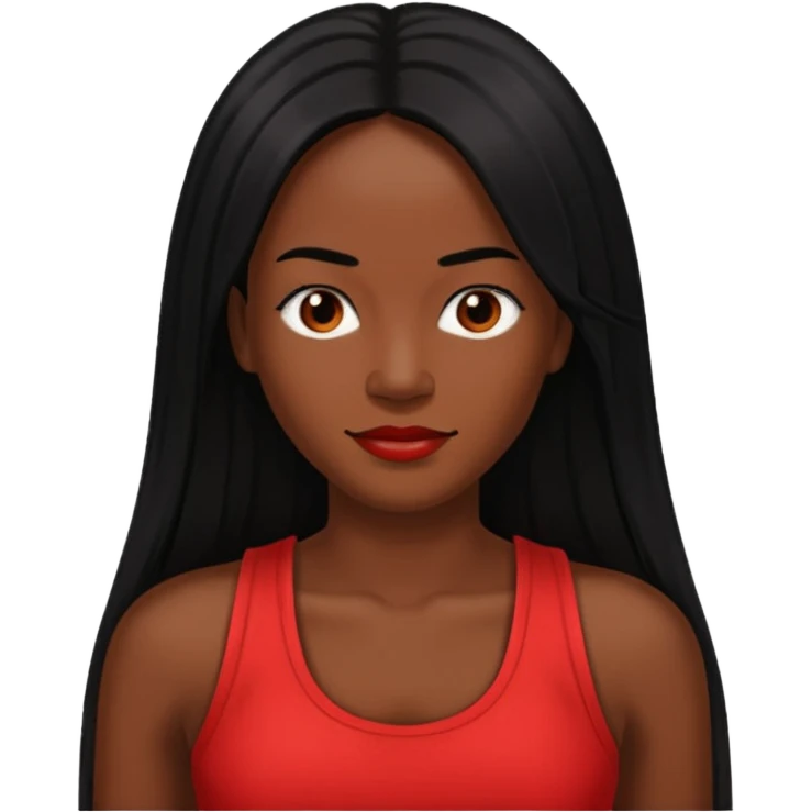 Rozonda Chilli Thomas medium dark skin long black straight hair, red tank top emoji
