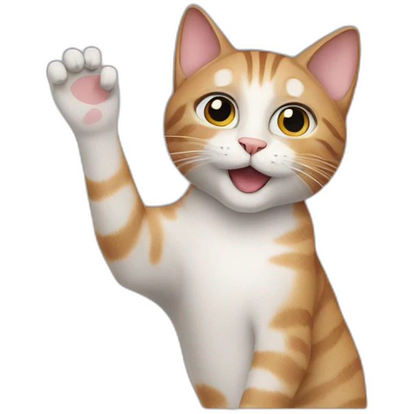 Cat saying hello with one hand emoji