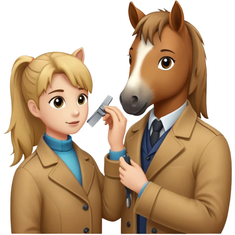 person grooming a pony emoji