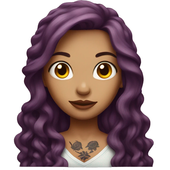 Tattooed girl with long Burgundy hair emoji