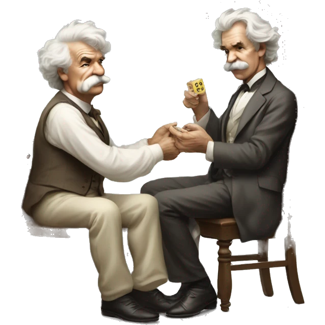 Mark Twain throws up a dice emoji