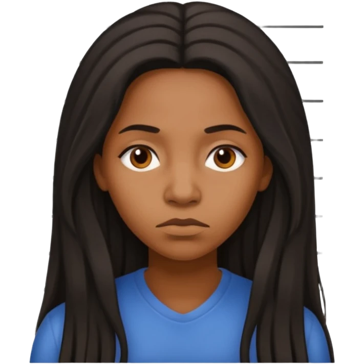 sad Long haired black Woman on a mug shot emoji